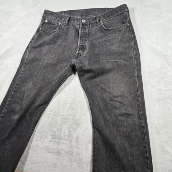 Levi's 501XX Jeans Mens 38X28.5 Black Denim Button Fly Straight Cotton Grunge - Picture 3 of 16